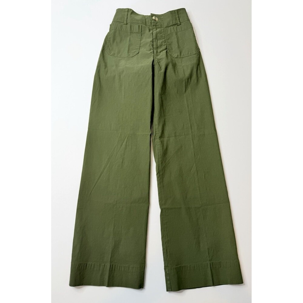 NWT Maeve Anthropologie The Colette Wide Leg Pants 23 Tall Green High Rise